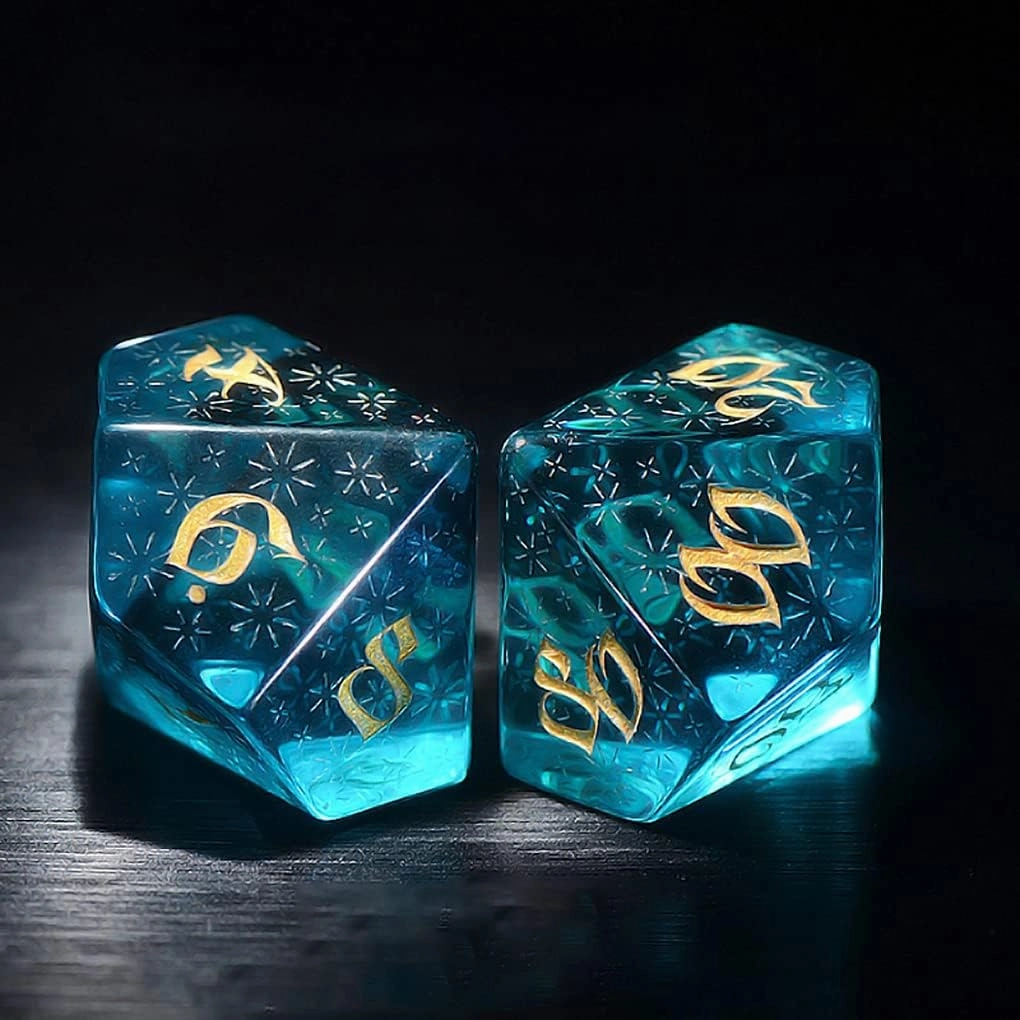 LANGWEI Role Playing Dice Pretty Aquamarine Zircon DND Dice Set, Dungeons and Dragons Polyhedral Dice Set, Creative Gifts for Dice Collection