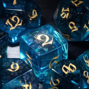 LANGWEI Role Playing Dice Pretty Aquamarine Zircon DND Dice Set, Dungeons and Dragons Polyhedral Dice Set, Creative Gifts for Dice Collection