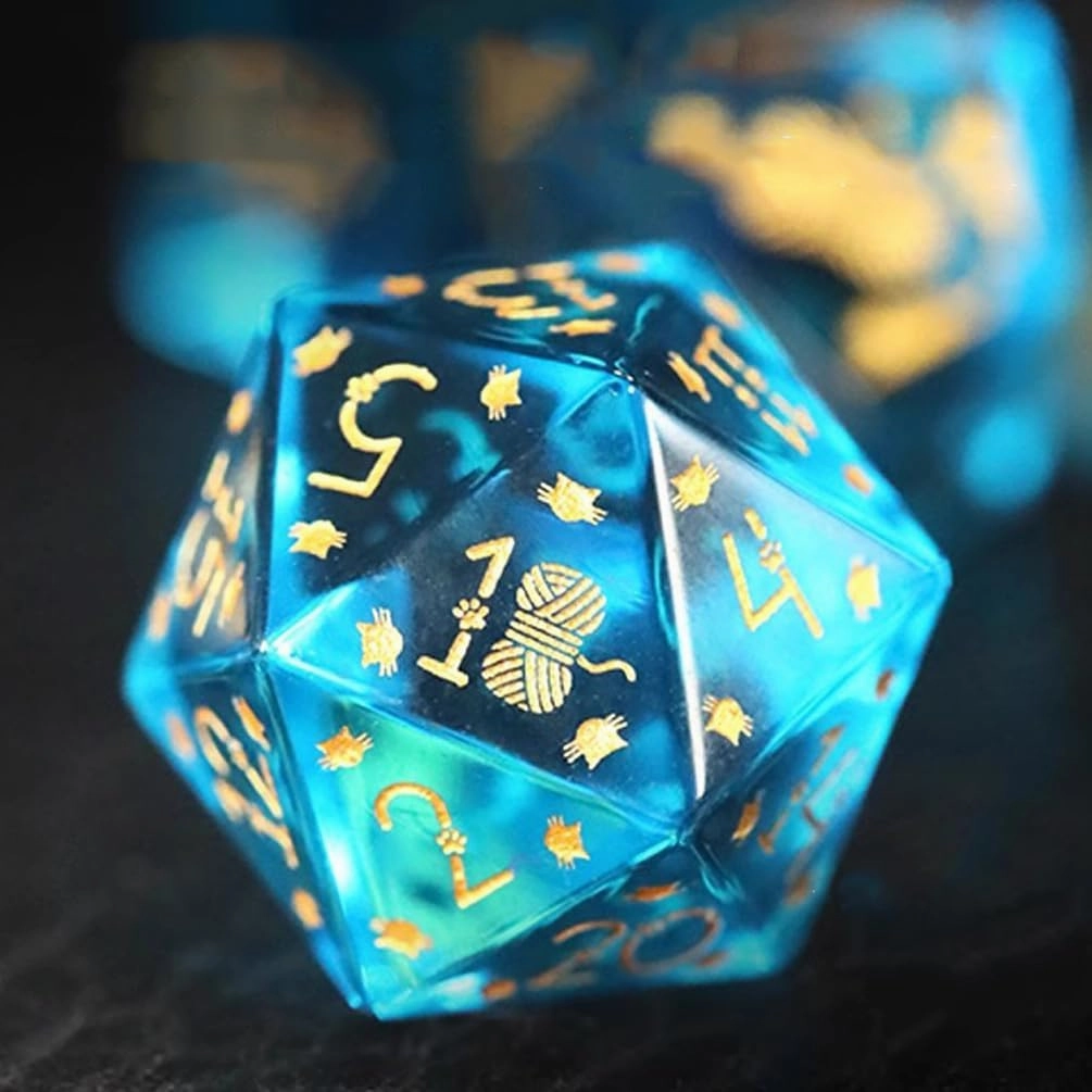 LANGWEI Role Playing Dice Sets, Cute Cat K9 Polyhedral Dice, D&D Dice Set for TRPG Table Games Dungeons and Dragons Games,Creative Gifts,7Pcs