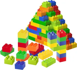 Large Building Blocks, 108 Pieces of Bricks in 6 Colors and 2 Sizes, Compatible with Duplo and All Leading Brands, Ideal Toy for Children Aged 3 and Over