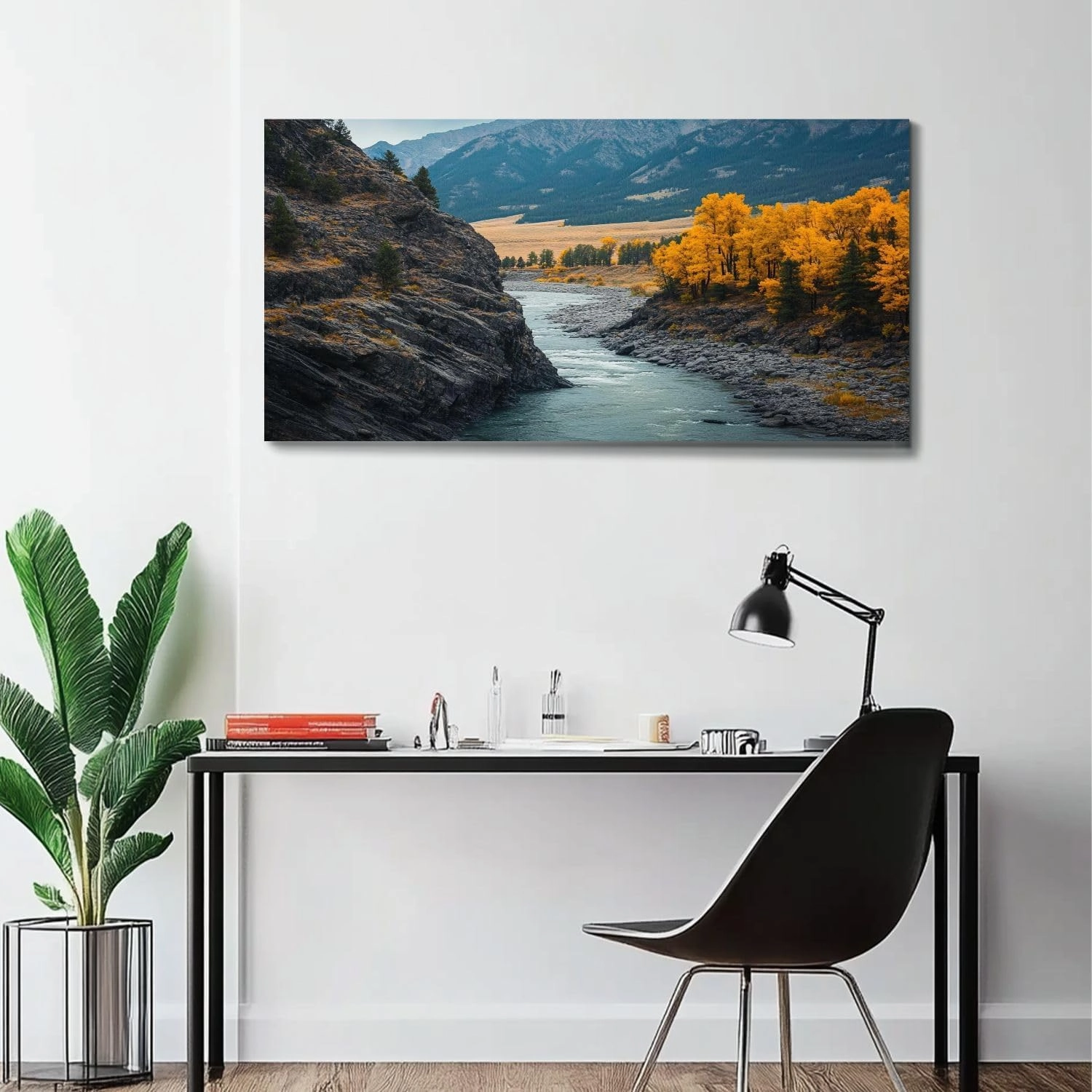 Large Canvas Wall Art Paradise Valley Yellowstone River Livingston Montana Wooden Framed Artwork Easy to Hang Wall Decor for Living Room Bedroom Office 30 x 60 inch