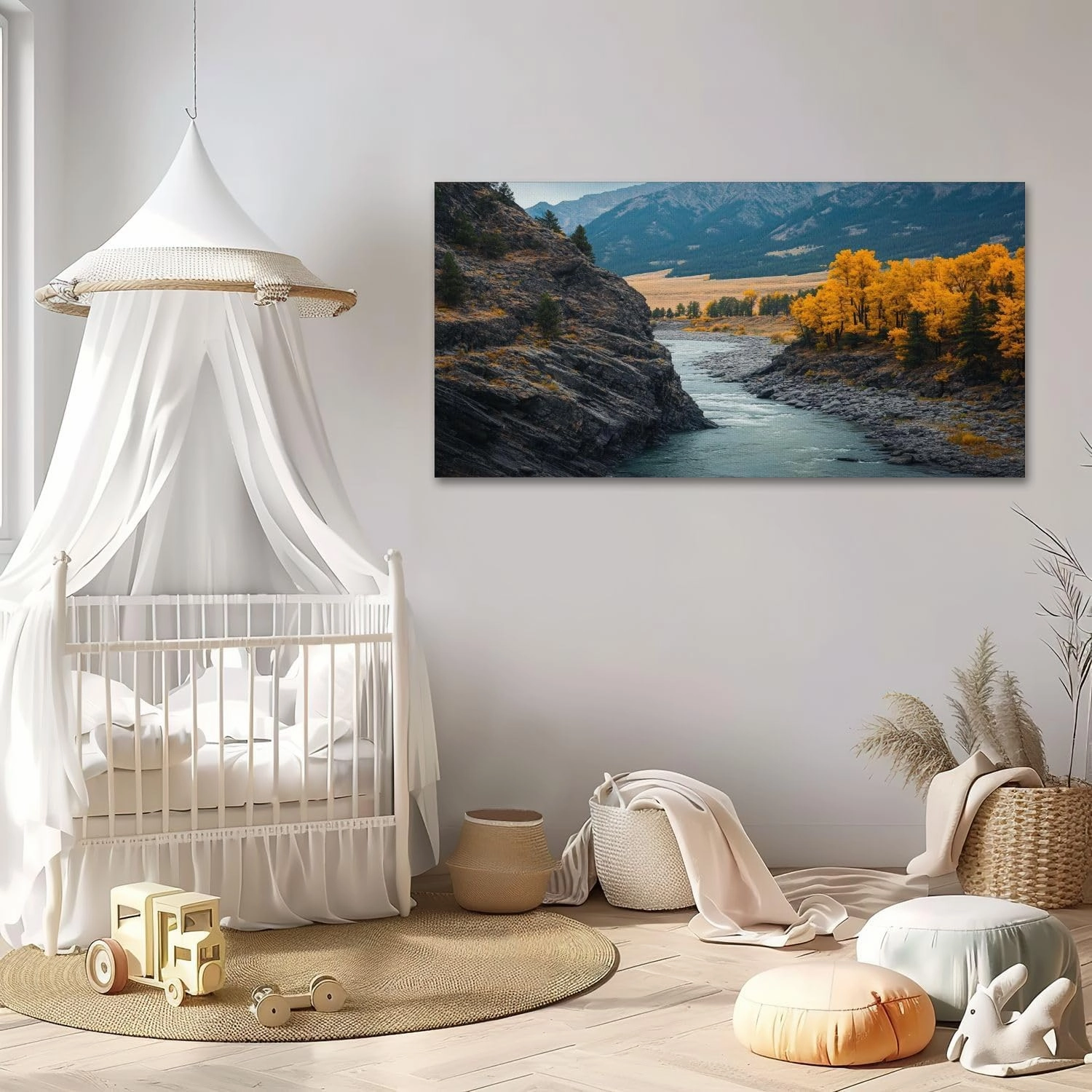 Large Canvas Wall Art Paradise Valley Yellowstone River Livingston Montana Wooden Framed Artwork Easy to Hang Wall Decor for Living Room Bedroom Office 30 x 60 inch