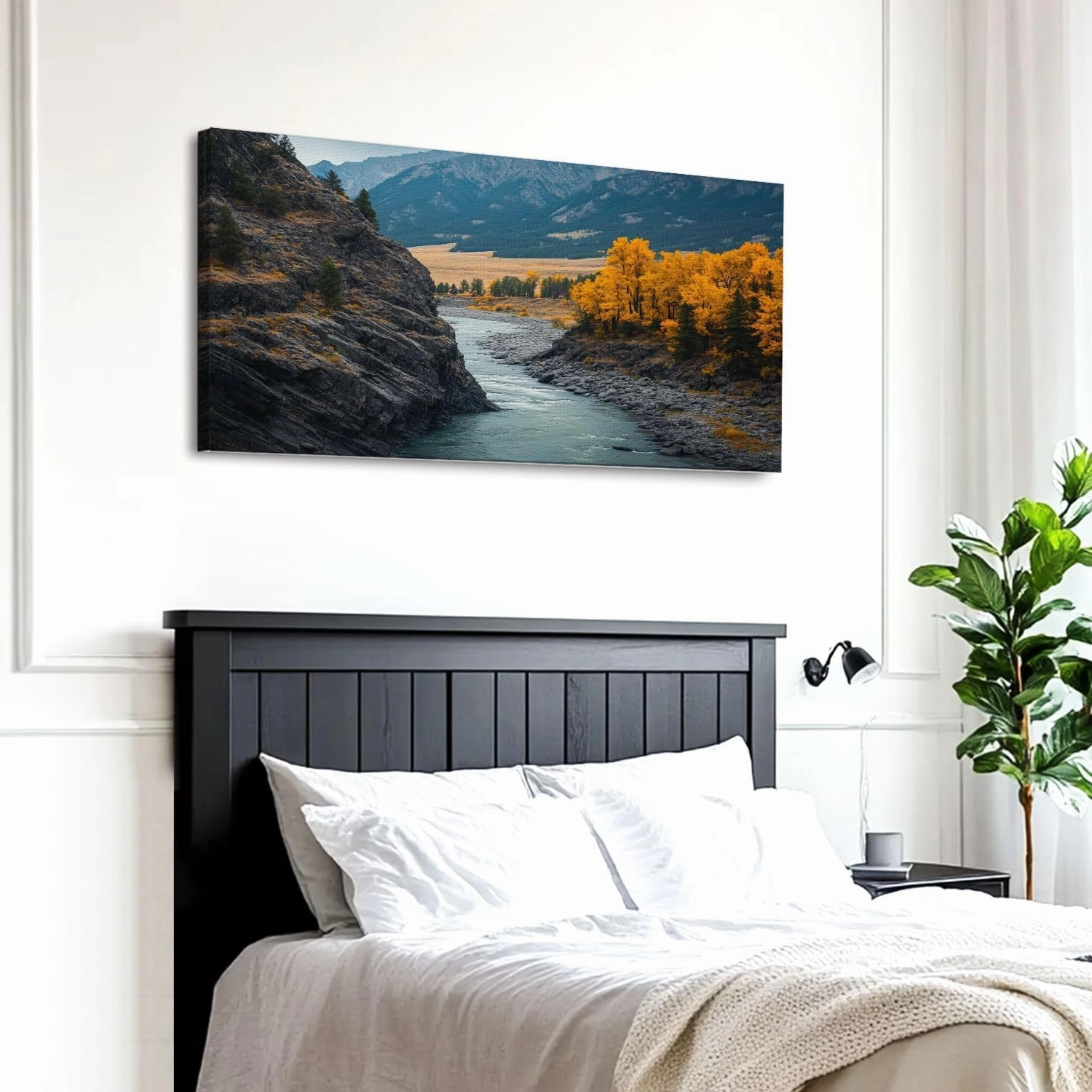 Large Canvas Wall Art Paradise Valley Yellowstone River Livingston Montana Wooden Framed Artwork Easy to Hang Wall Decor for Living Room Bedroom Office 30 x 60 inch