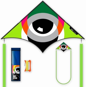 Large Green Delta Kites Flying Toys for Kids & Adults Easy to Fly，Single Line Beach and Park Kite for Family Outdoor Games & Activities (Eye of The Sky Green, 1)