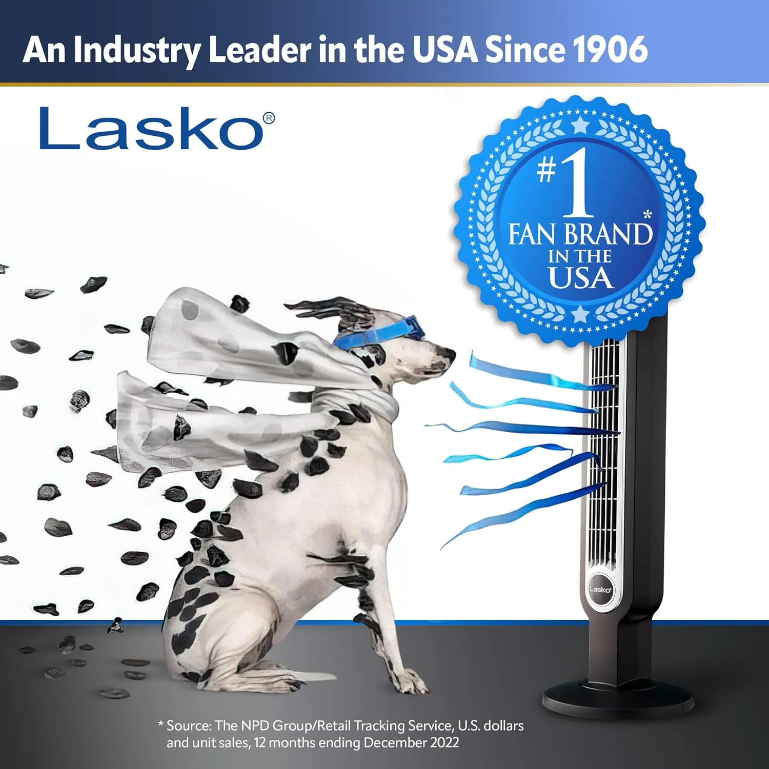 Lasko Oscillating Tower Fan with Remote Control, 3 Quiet Speeds, Timer for Bedroom, Kitchen, Office Use, Black, 36" 2511