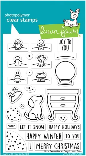 Lawn Fawn LF3270 Little Snow Globe: Dog 4X6 Clear Stamp Set