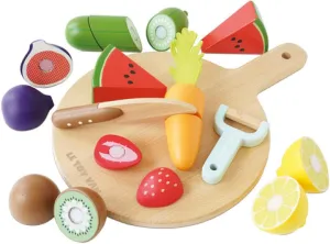 Le Toy Van - Wooden Chopping Board and Super Food Set | Perfect for Supermarket, Food Shop or Cafe Pretend Play – Suitable for Boys & Girls Age 24  Months