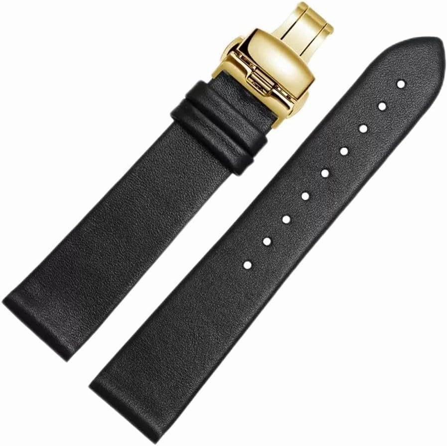 Leather Watch Strap for Men and Women -Thin Soft Buckle Accessories Thin Plain Grain Watch Chain(D,13mm)
