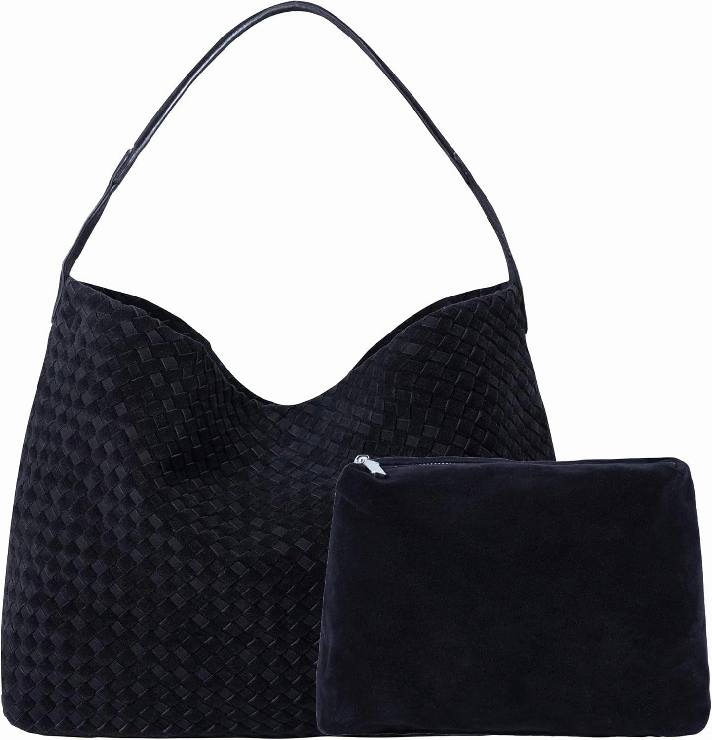 Leather Woven Tote Bag for Women, Vintage Suede Woven Hobo Bag, Large Crossbody Shoulder Slouchy Handbag