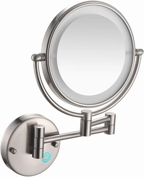 LED Makeup Mirror with Lights and 10x Magnification Vanity Mirror Wall Mounted Round Double Sided Vanity Magnifying with 360° Swivel Extendable Arm Make up Mirror,Black,Hard Wired ( Color : Brushed Ni