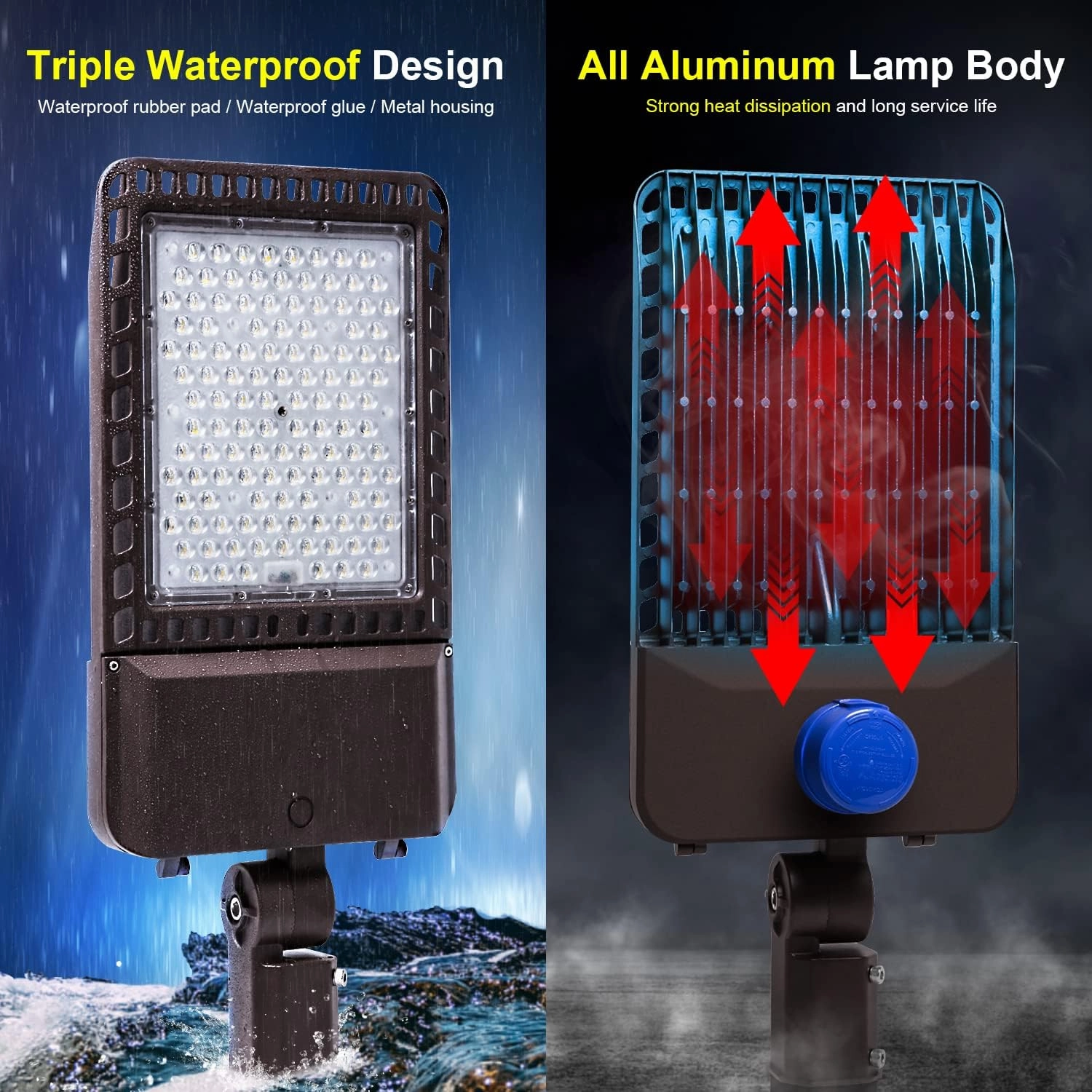 ledmo LED Parking Lot Light 300W, Outdoor Commercial Area Street Security Lighting Fixture with Photocell Sensor and Slip Fitter Mount - Energy-Efficient, Durable Design 5000K(3 Pack)