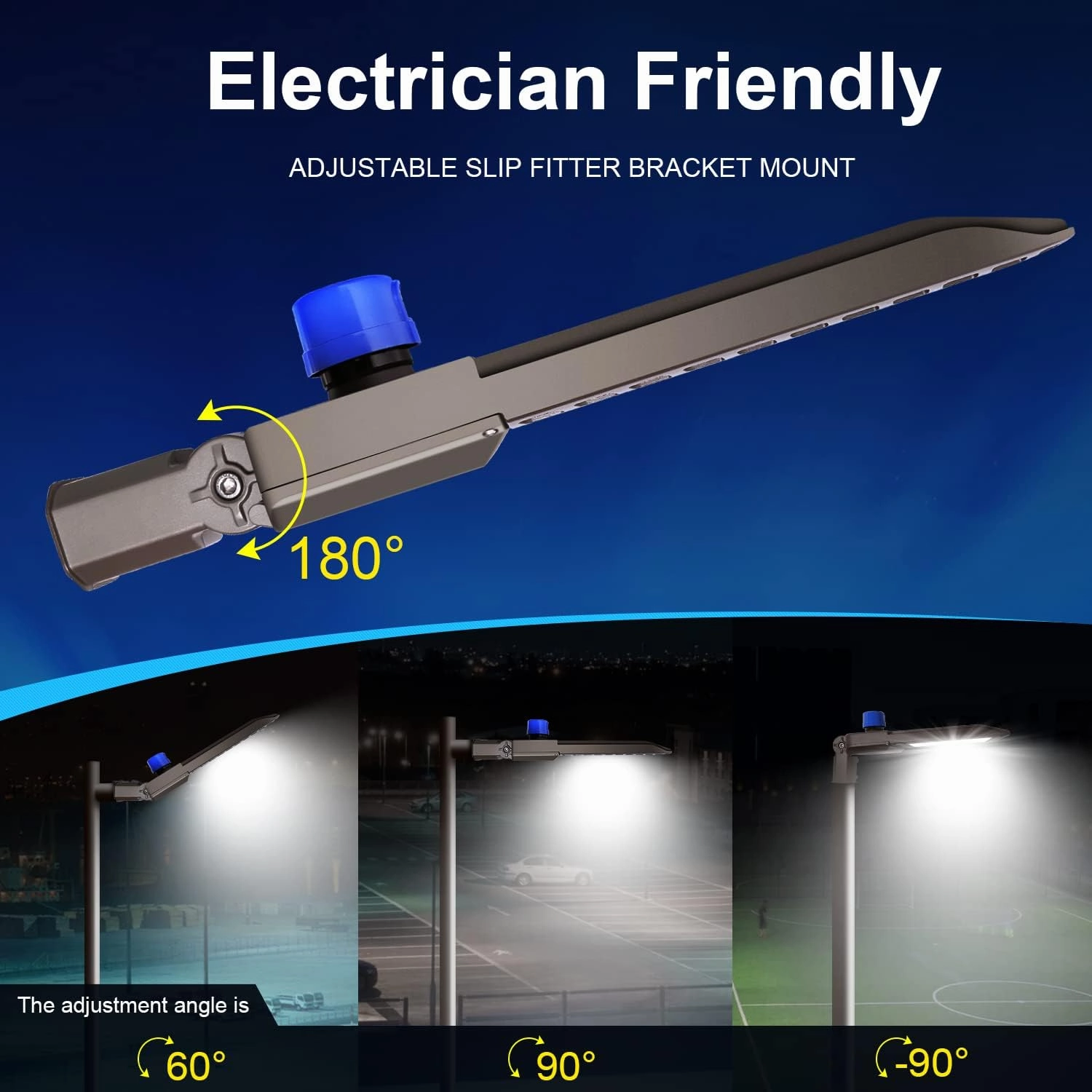 ledmo LED Parking Lot Light 300W, Outdoor Commercial Area Street Security Lighting Fixture with Photocell Sensor and Slip Fitter Mount - Energy-Efficient, Durable Design 5000K(3 Pack)