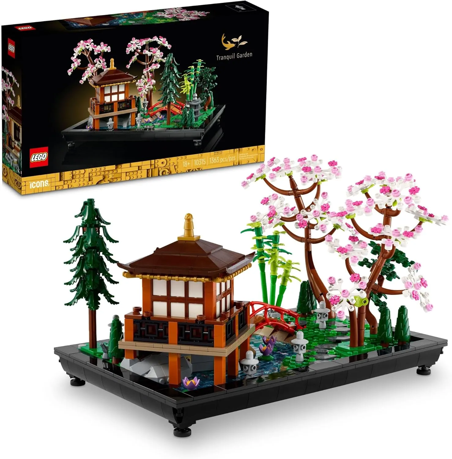 LEGO Icons Tranquil Garden Building Set - Detailed Japanese Zen Garden DIY Kit for Adults, Ages 18  - Gift for Mother's Day - Building Block Set for Home Decor - 10315