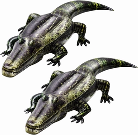 Liliful 2 Pcs 49 Inch Inflatable Alligator Pool Float Floating Alligator Decoy for Pool Long Inflatable Crocodile for Adults Swamp Safari Birthday Party Pond Garden Patio