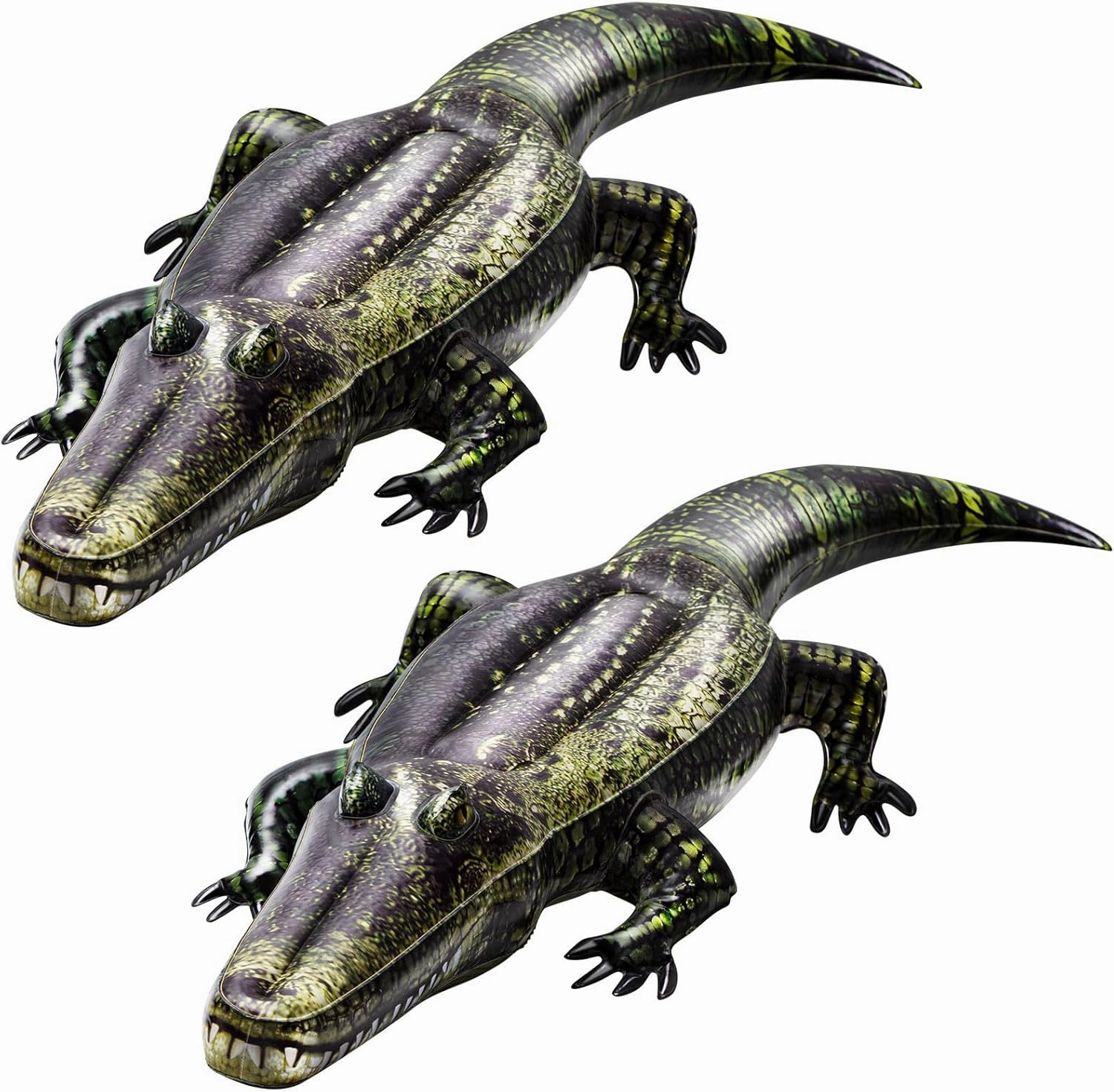 Liliful 2 Pcs 49 Inch Inflatable Alligator Pool Float Floating Alligator Decoy for Pool Long Inflatable Crocodile for Adults Swamp Safari Birthday Party Pond Garden Patio