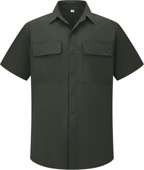 linlon Safari Shirt Men Short Sleeve UPF 50 UV Sun Protection Quick Dry Hiking Fishing Shirts