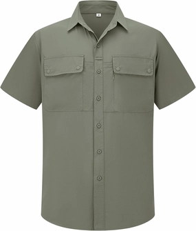 linlon Safari Shirt Men Short Sleeve UPF 50 UV Sun Protection Quick Dry Hiking Fishing Shirts