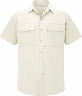linlon Safari Shirt Men Short Sleeve UPF 50 UV Sun Protection Quick Dry Hiking Fishing Shirts