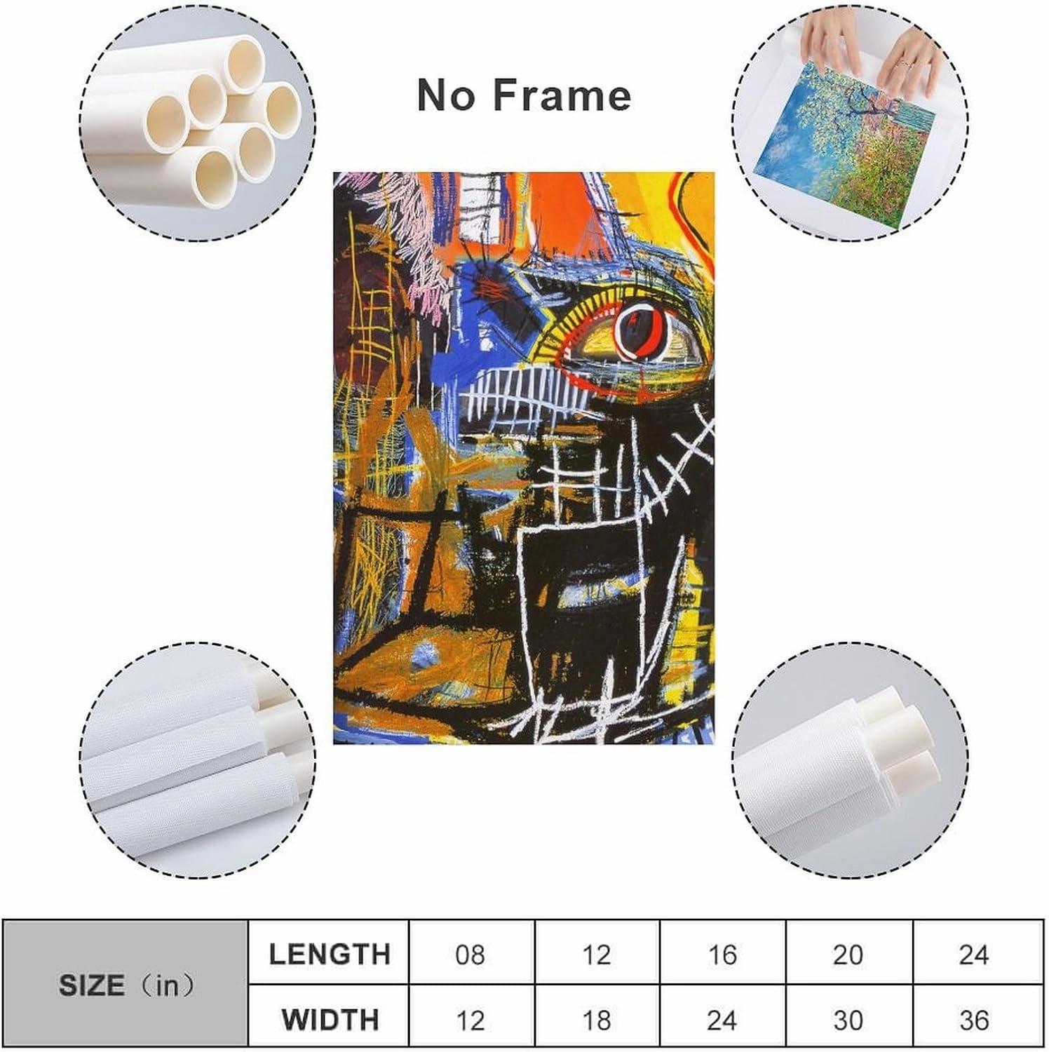 LINYISHU Jean-Michel Basquiat Poster Graffiti Street Head Wall Art Poster Canvas Printing Decorative Painting; Unframe; 24x36inch(60x90cm)