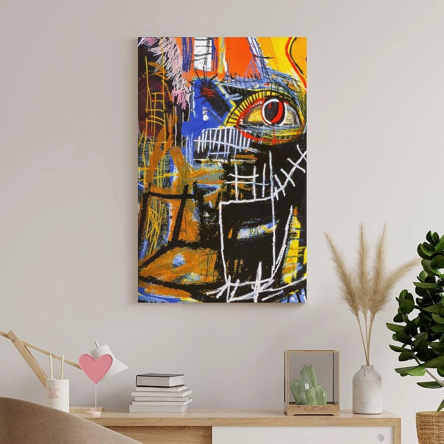 LINYISHU Jean-Michel Basquiat Poster Graffiti Street Head Wall Art Poster Canvas Printing Decorative Painting; Unframe; 24x36inch(60x90cm)