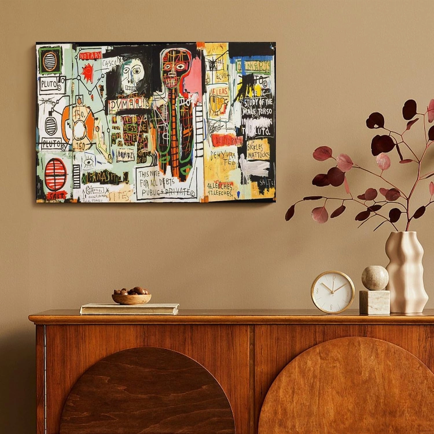 LINYISHU Jean-Michel Basquiat Poster Graffiti Street Notary Wall Art Poster Canvas Printing Decorative Painting; Frame; 24x36inch(60x90cm)