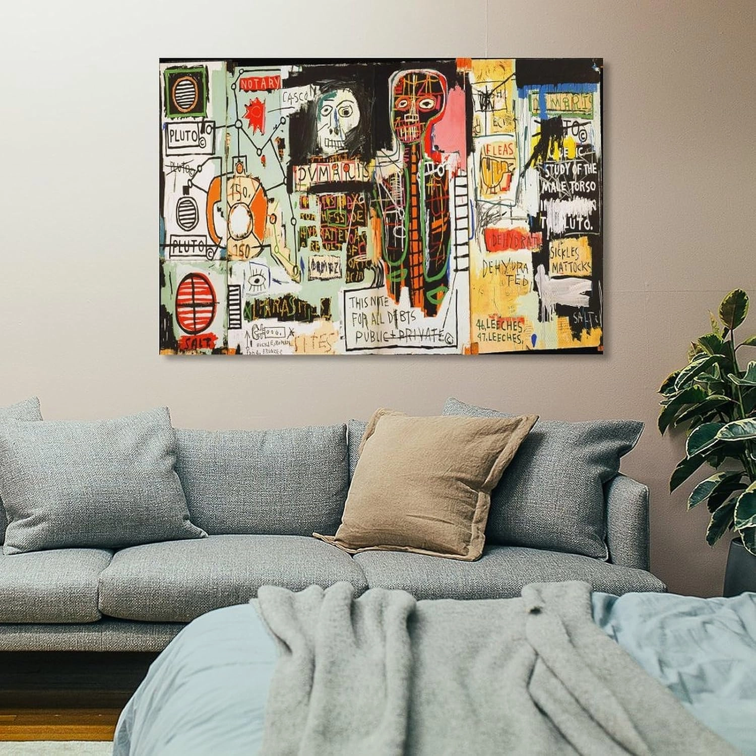 LINYISHU Jean-Michel Basquiat Poster Graffiti Street Notary Wall Art Poster Canvas Printing Decorative Painting; Frame; 24x36inch(60x90cm)
