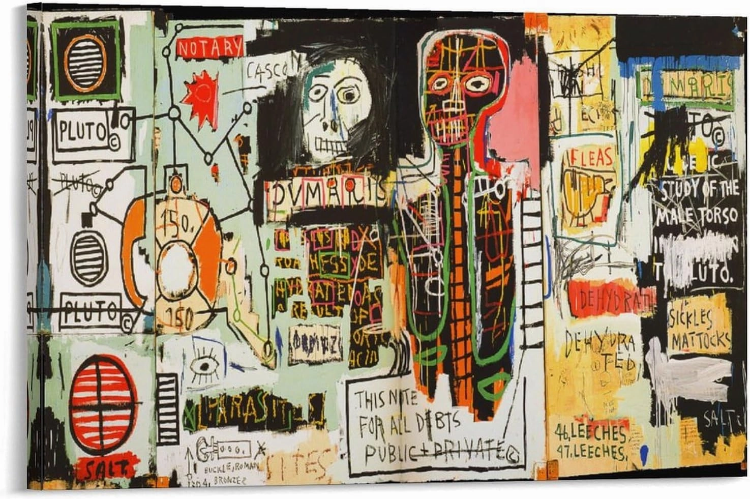 LINYISHU Jean-Michel Basquiat Poster Graffiti Street Notary Wall Art Poster Canvas Printing Decorative Painting; Frame; 24x36inch(60x90cm)