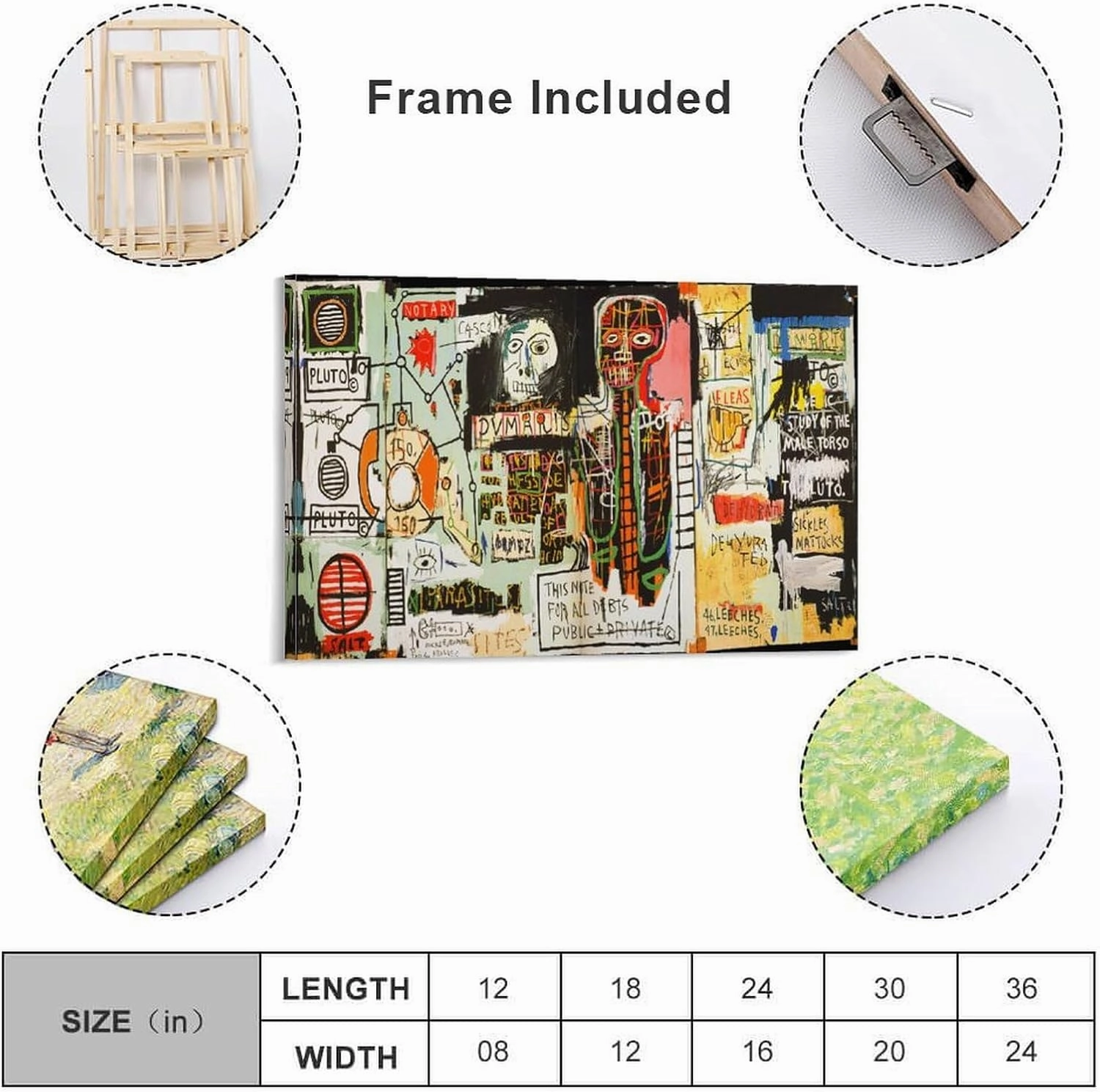LINYISHU Jean-Michel Basquiat Poster Graffiti Street Notary Wall Art Poster Canvas Printing Decorative Painting; Frame; 24x36inch(60x90cm)