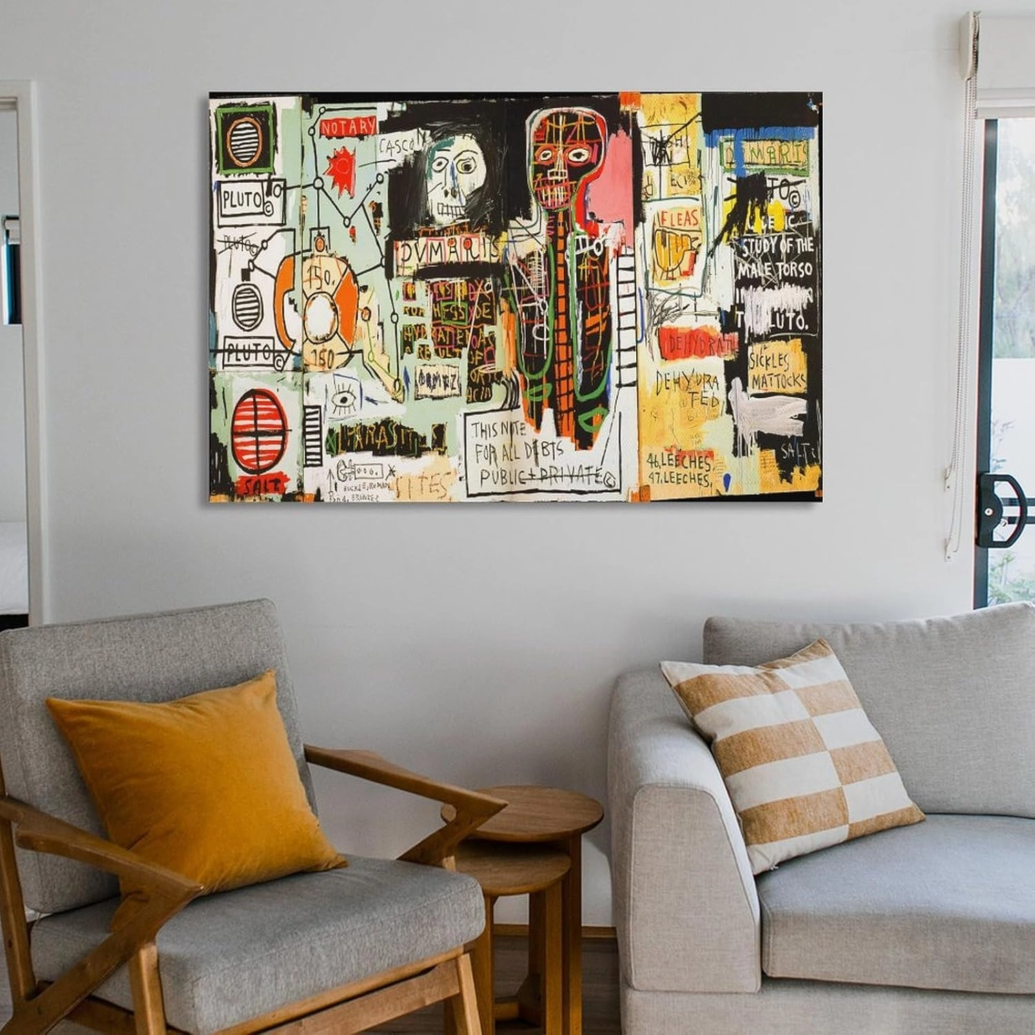 LINYISHU Jean-Michel Basquiat Poster Graffiti Street Notary Wall Art Poster Canvas Printing Decorative Painting; Frame; 24x36inch(60x90cm)