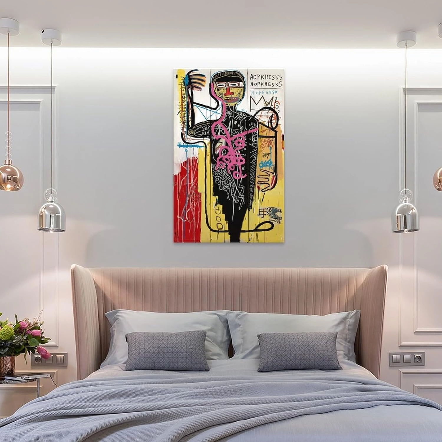 LINYISHU Jean-Michel Basquiat Poster Graffiti Street Versus Medici Wall Art Poster Canvas Printing Decorative Painting; Frame; 08x12inch(20x30cm)