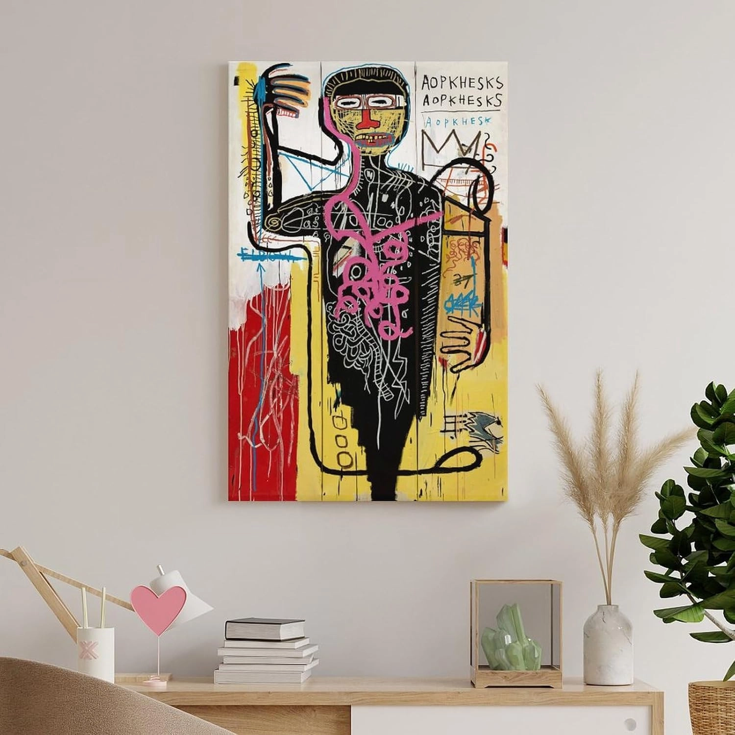 LINYISHU Jean-Michel Basquiat Poster Graffiti Street Versus Medici Wall Art Poster Canvas Printing Decorative Painting; Frame; 08x12inch(20x30cm)