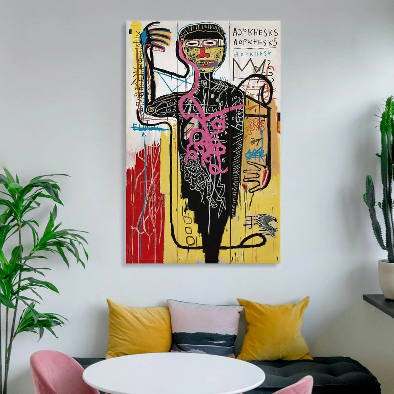 LINYISHU Jean-Michel Basquiat Poster Graffiti Street Versus Medici Wall Art Poster Canvas Printing Decorative Painting; Frame; 08x12inch(20x30cm)