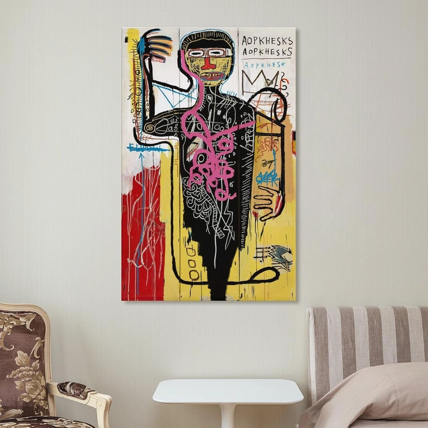 LINYISHU Jean-Michel Basquiat Poster Graffiti Street Versus Medici Wall Art Poster Canvas Printing Decorative Painting; Frame; 08x12inch(20x30cm)