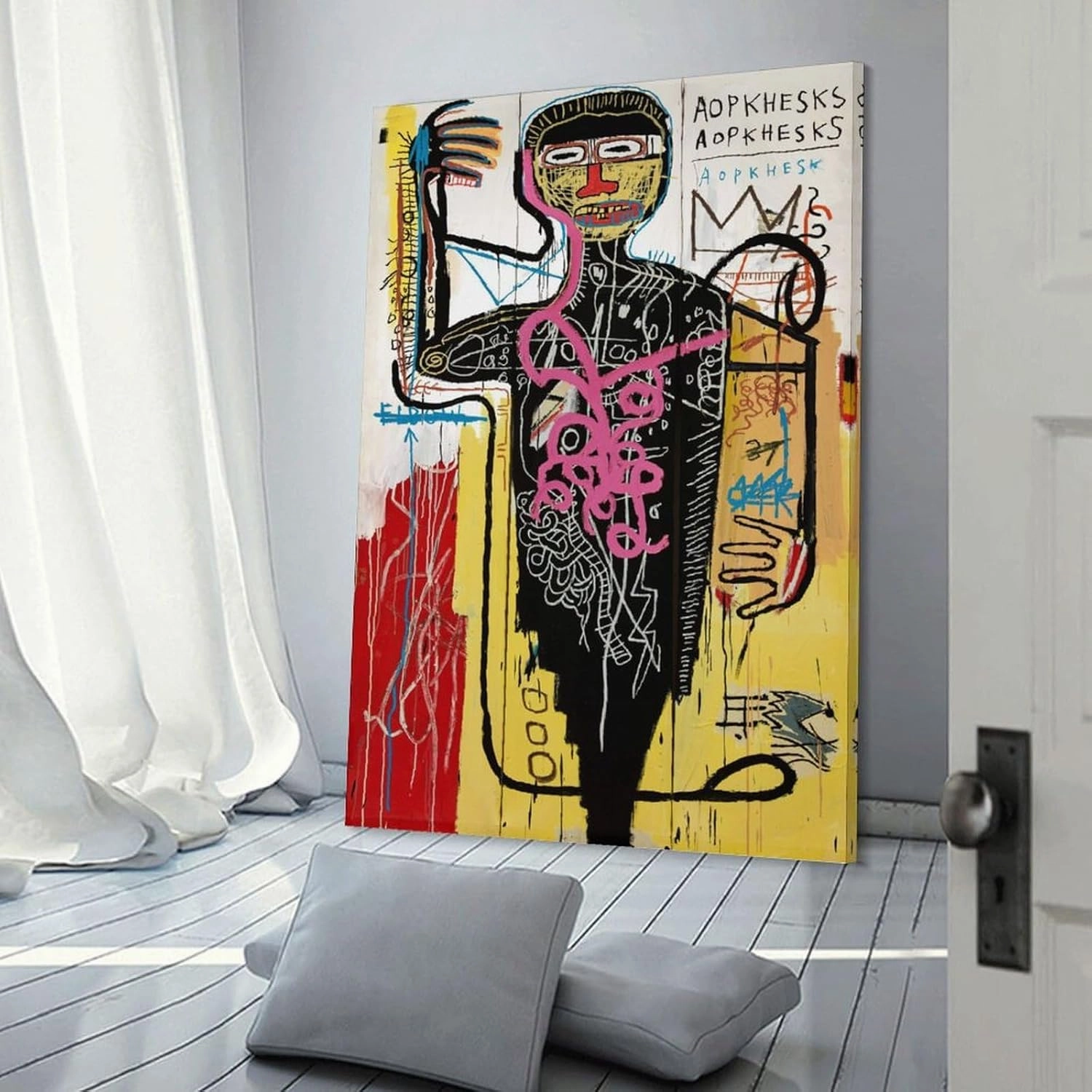 LINYISHU Jean-Michel Basquiat Poster Graffiti Street Versus Medici Wall Art Poster Canvas Printing Decorative Painting; Frame; 08x12inch(20x30cm)