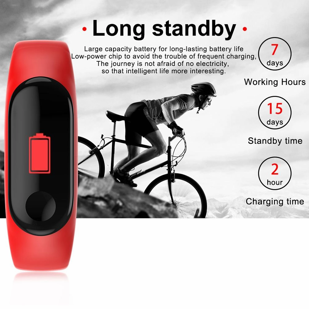 M3 Smart Watch Bracelet with Colour Screen, Heart Rate & BP Monitor