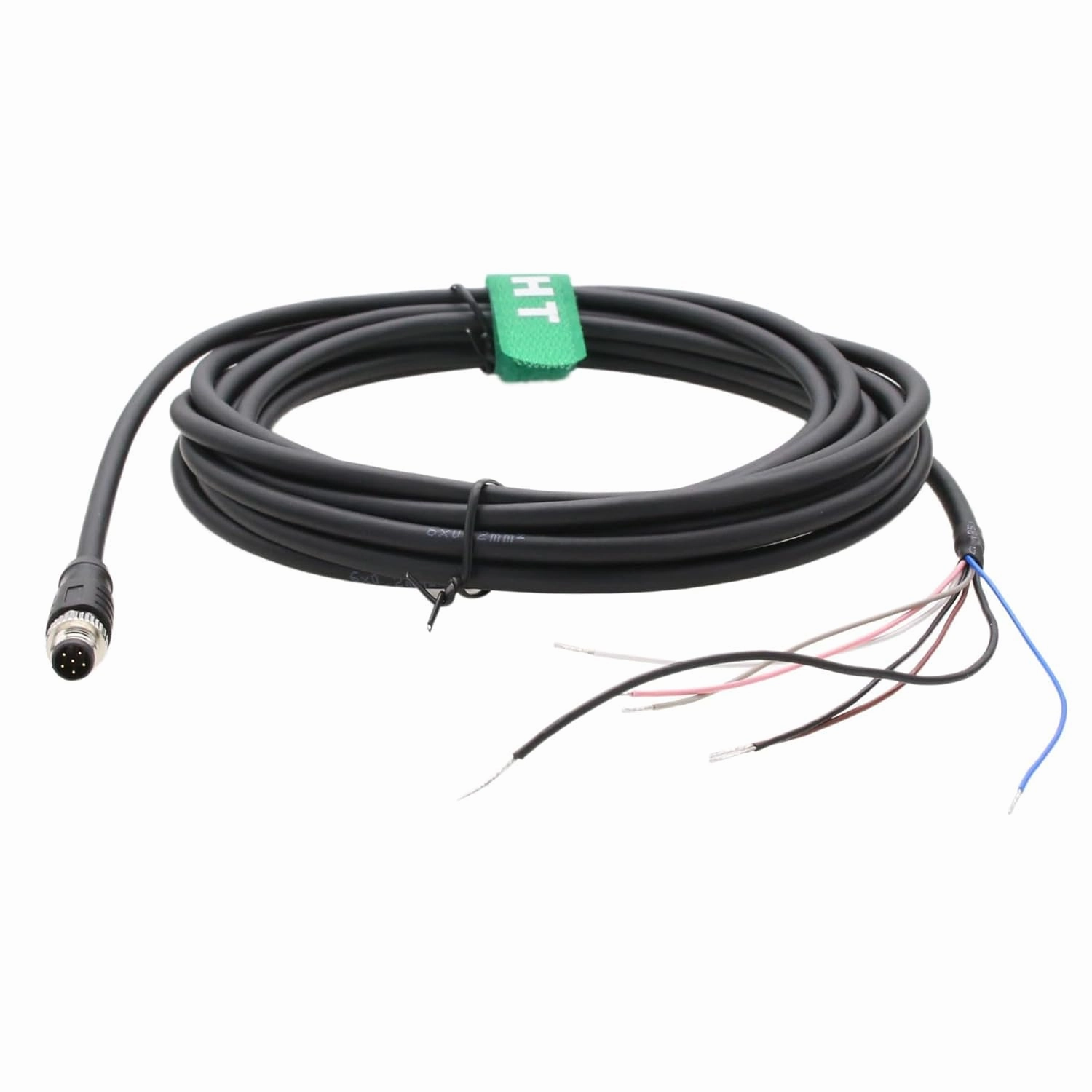 M8 Power I/O Cable for Basler Camera ace 2 V, Boost R, Racer 2 S, Vision System Sensor Industrial Automation Control, 6 Pin A-Coded, Shielded, 5m