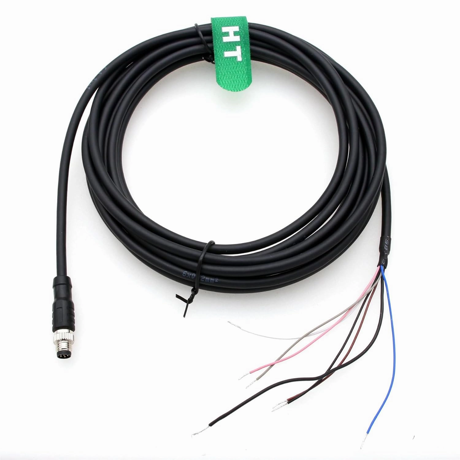 M8 Power I/O Cable for Basler Camera ace 2 V, Boost R, Racer 2 S, Vision System Sensor Industrial Automation Control, 6 Pin A-Coded, Shielded, 5m