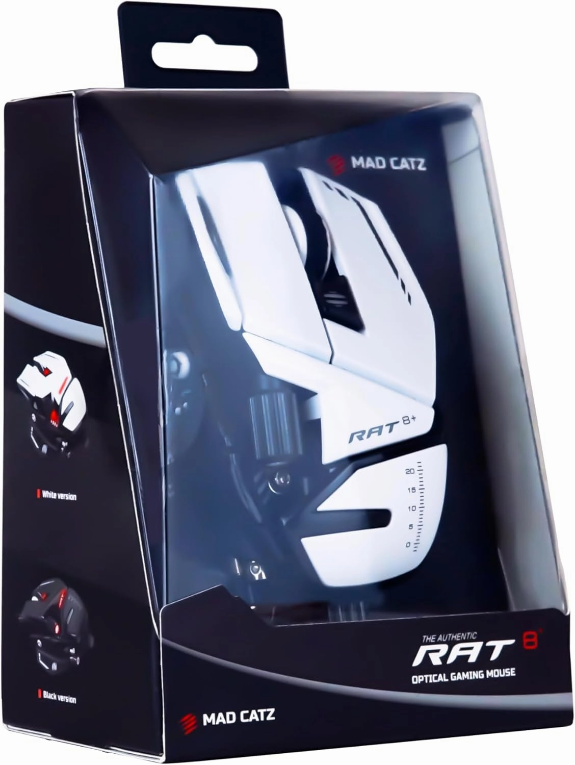 MAD CATZ R.A.T 8  Fully Adjustable Wired Gaming Mouse Metal Base 16000 DPI with 11 Programmable Buttons 4 User Profiles Stored Directly Customize RGB LED Tuneable LED's - White