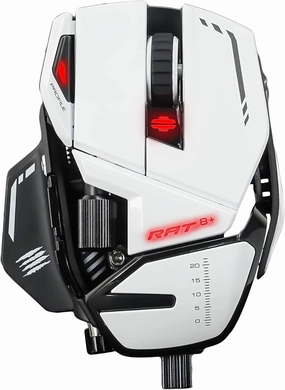 MAD CATZ R.A.T 8  Fully Adjustable Wired Gaming Mouse Metal Base 16000 DPI with 11 Programmable Buttons 4 User Profiles Stored Directly Customize RGB LED Tuneable LED's - White