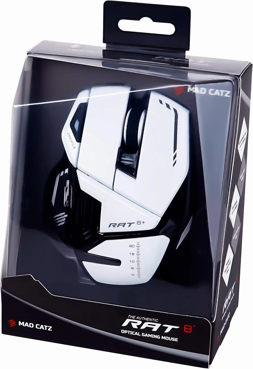 MAD CATZ R.A.T 8  Fully Adjustable Wired Gaming Mouse Metal Base 16000 DPI with 11 Programmable Buttons 4 User Profiles Stored Directly Customize RGB LED Tuneable LED's - White