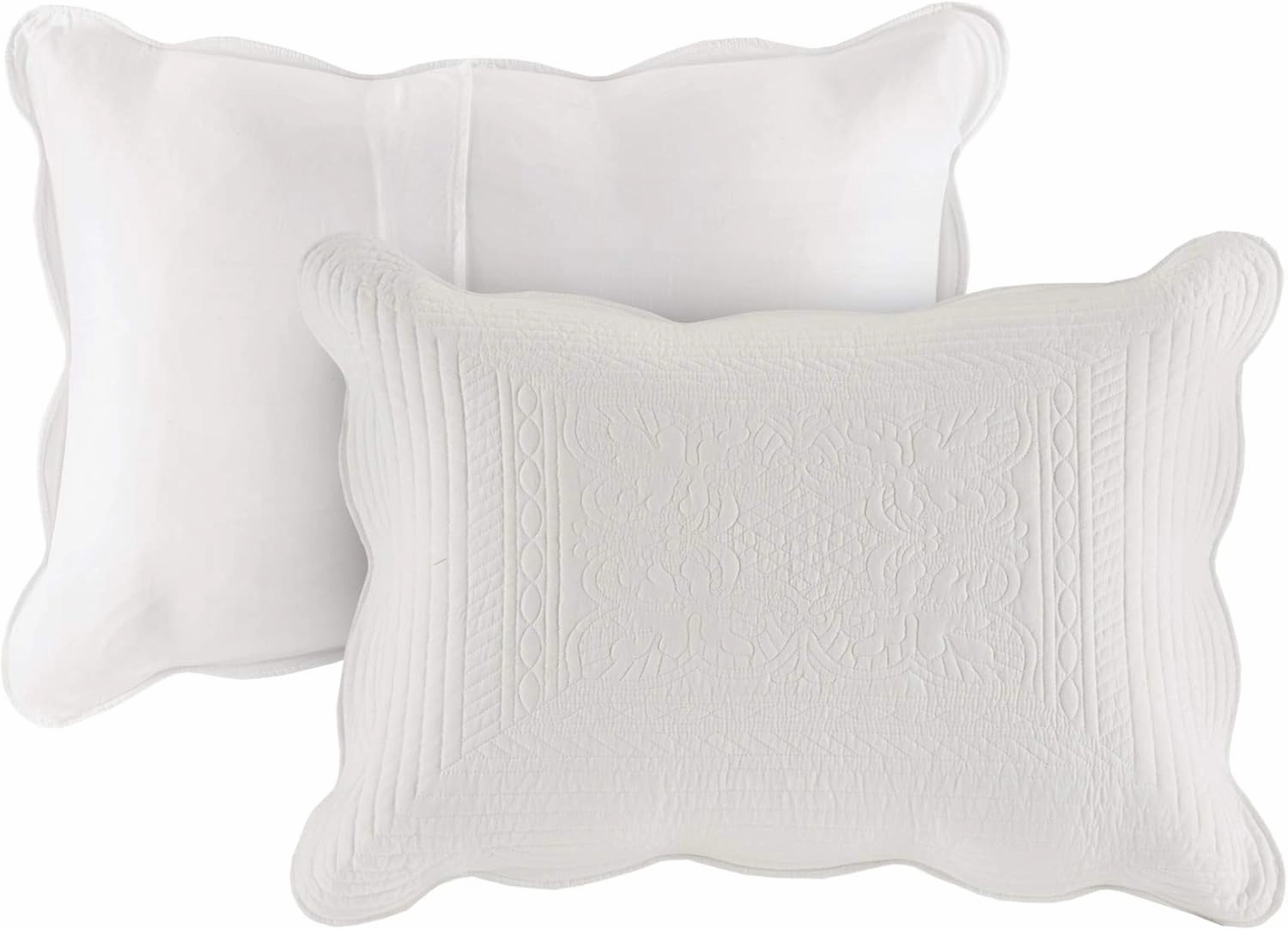 Madison Park Tuscany Quilt Set-Casual Damask Stitching Design Lightweight Coverlet Bedspread Bedding, Shams, King/Cal King(108"x96"), Medallion White 3 Piece