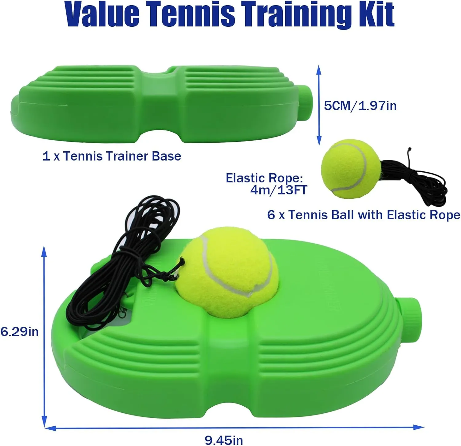 Magicorange Tennis Trainer Rebound Ball with 6 String Balls, Solo Tennis Training Equipment for Self Tennis Pracitce Training for Beginner