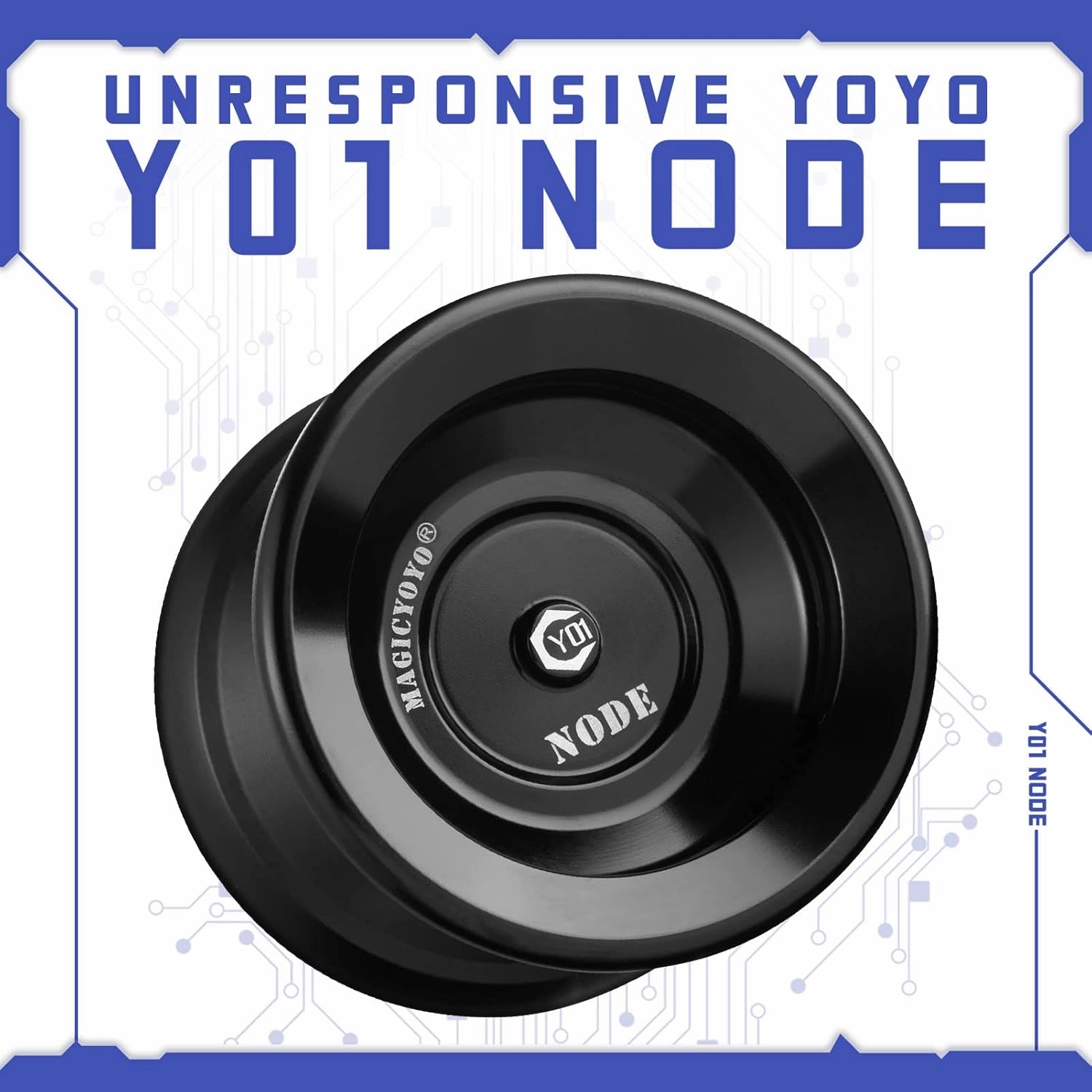 MAGICYOYO Professional Unresponsive Yoyo Y01 Node, Metal Aluminum Yo Yo for Advanced Player, Superior Stable,   30% Sleep Time,   5 Replacement Yo yo Strings, Yo-yo Bag, Glove (Black)