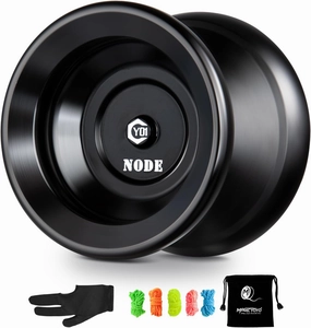 MAGICYOYO Professional Unresponsive Yoyo Y01 Node, Metal Aluminum Yo Yo for Advanced Player, Superior Stable,   30% Sleep Time,   5 Replacement Yo yo Strings, Yo-yo Bag, Glove (Black)