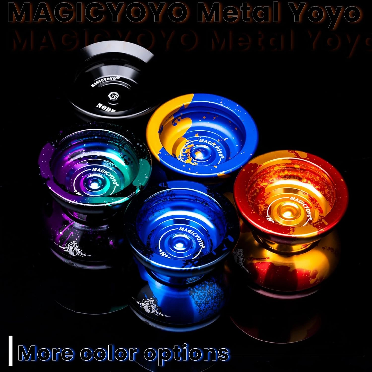MAGICYOYO Professional Unresponsive Yoyo Y01 Node, Metal Aluminum Yo Yo for Advanced Player, Superior Stable,   30% Sleep Time,   5 Replacement Yo yo Strings, Yo-yo Bag, Glove (Black)