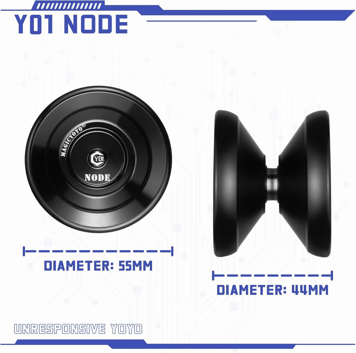 MAGICYOYO Professional Unresponsive Yoyo Y01 Node, Metal Aluminum Yo Yo for Advanced Player, Superior Stable,   30% Sleep Time,   5 Replacement Yo yo Strings, Yo-yo Bag, Glove (Black)