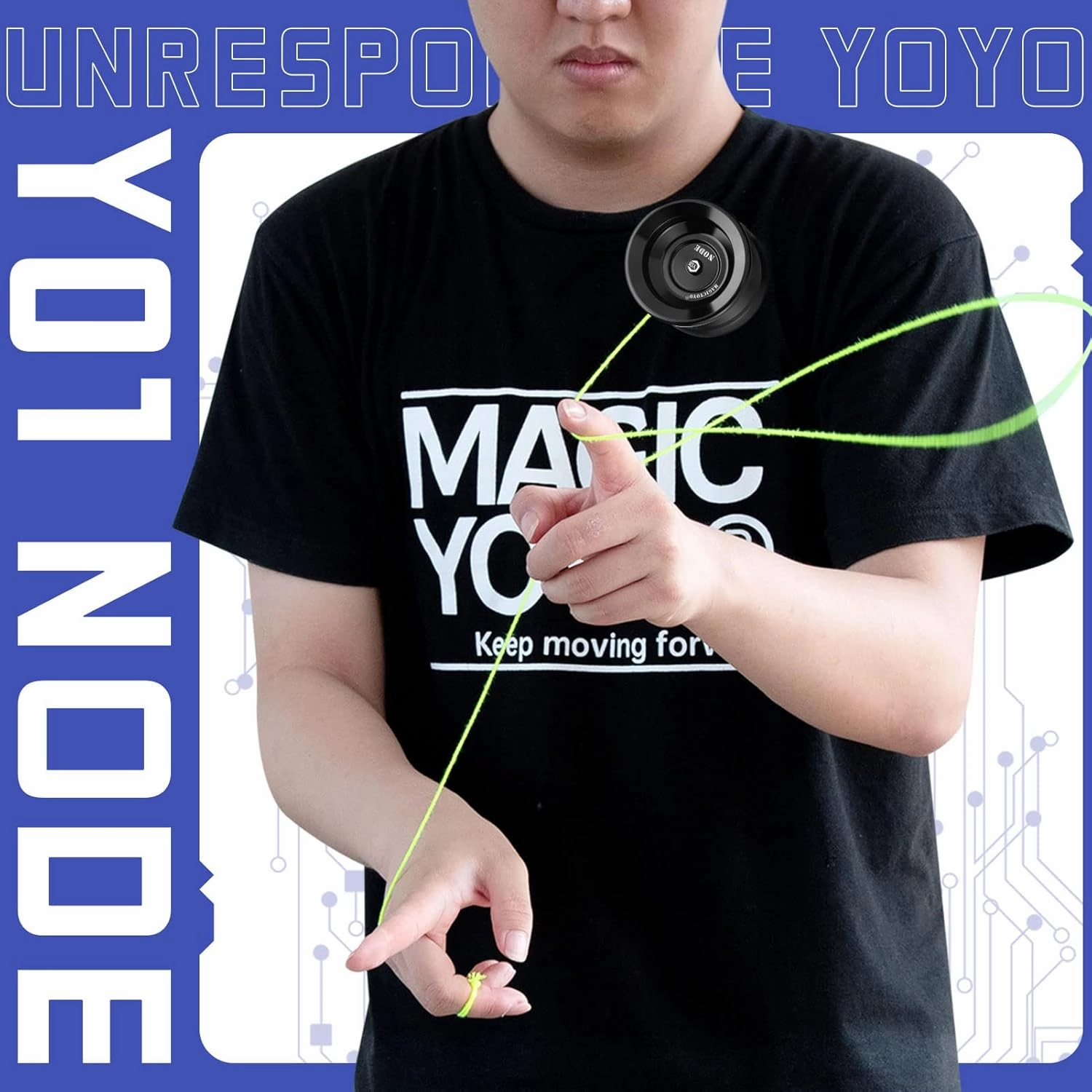MAGICYOYO Professional Unresponsive Yoyo Y01 Node, Metal Aluminum Yo Yo for Advanced Player, Superior Stable,   30% Sleep Time,   5 Replacement Yo yo Strings, Yo-yo Bag, Glove (Black)