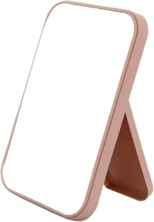 Makeup Mirror Random Color Foldable Makeup Mirror Minimalist Glass Cosmetic Mirror Square Single-Sided Mirror Home Vanity Mirror (Color : Yellow) (Red)
