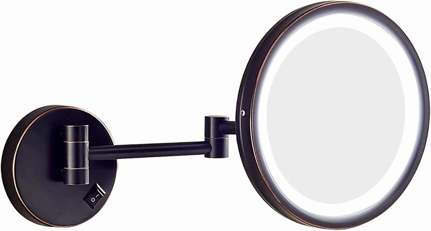 Makeup Mirror with Lights and 10x Magnification Vanity Mirror Wall Mounted Plug in Vanity Magnifying Extendable 360° Swivel Make up Mirror,10" Round Single Sided Mirror(Orb)
