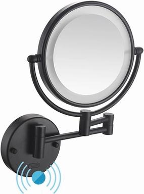 Makeup Vanity Mirror with Magnification 8 Inch Double-Sided 1X/10X Magnifying Light Up Mirror 360 ° Swivel Wall-Mounted Cosmetic Mirror Rose Gold Plug-in(Black,PlugIn)